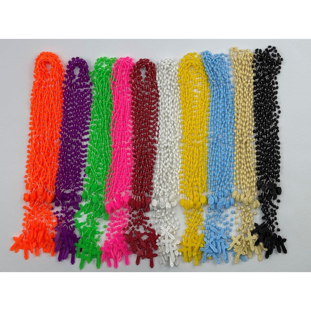 24 Terços Católico Branco -Rosário 38 cm - Plástico/Nylon - Lembranças religiosas - Catequese - Igrejas - Premiun