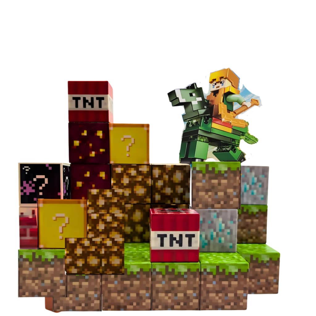 Kit + 60 peças com  Blocos Magneticos e de montar Construção 2026 boneco + cavalo