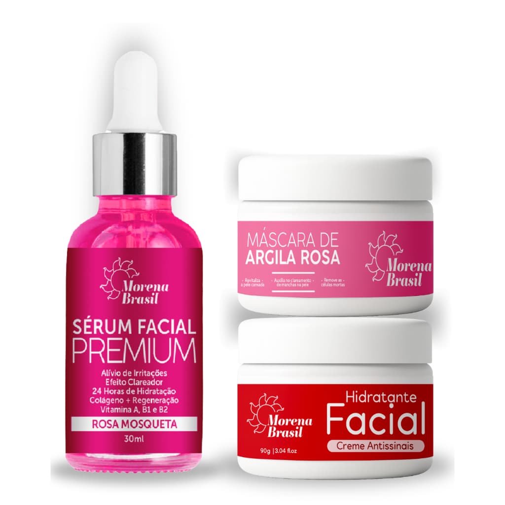 Kit Skin Care Completo 🌹 Argila Rosa  +  Sérum Facial Rosa Mosqueta + Hidratante Facial Anti-Sinais!!