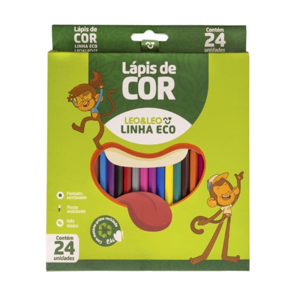 Lapis de Cor Sextavado Leo e Leo Eco (24 Cores) - Leonora