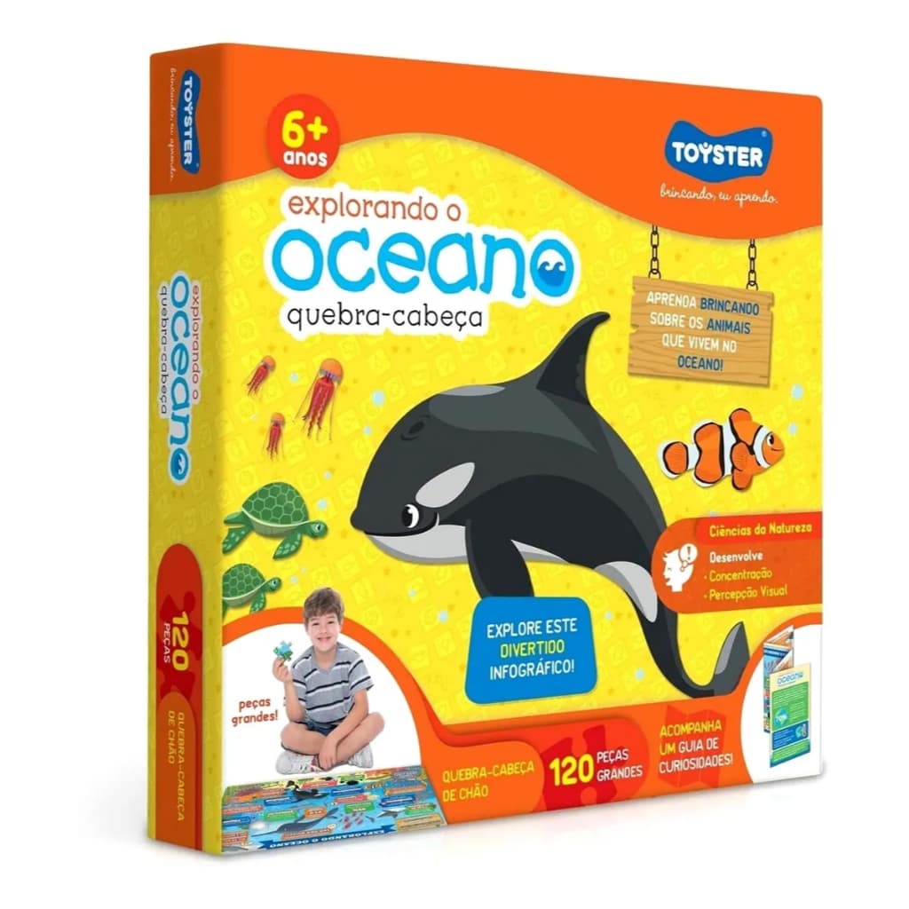 Quebra Cabeça Educativo Explorando O Oceano 120 Peças Grande