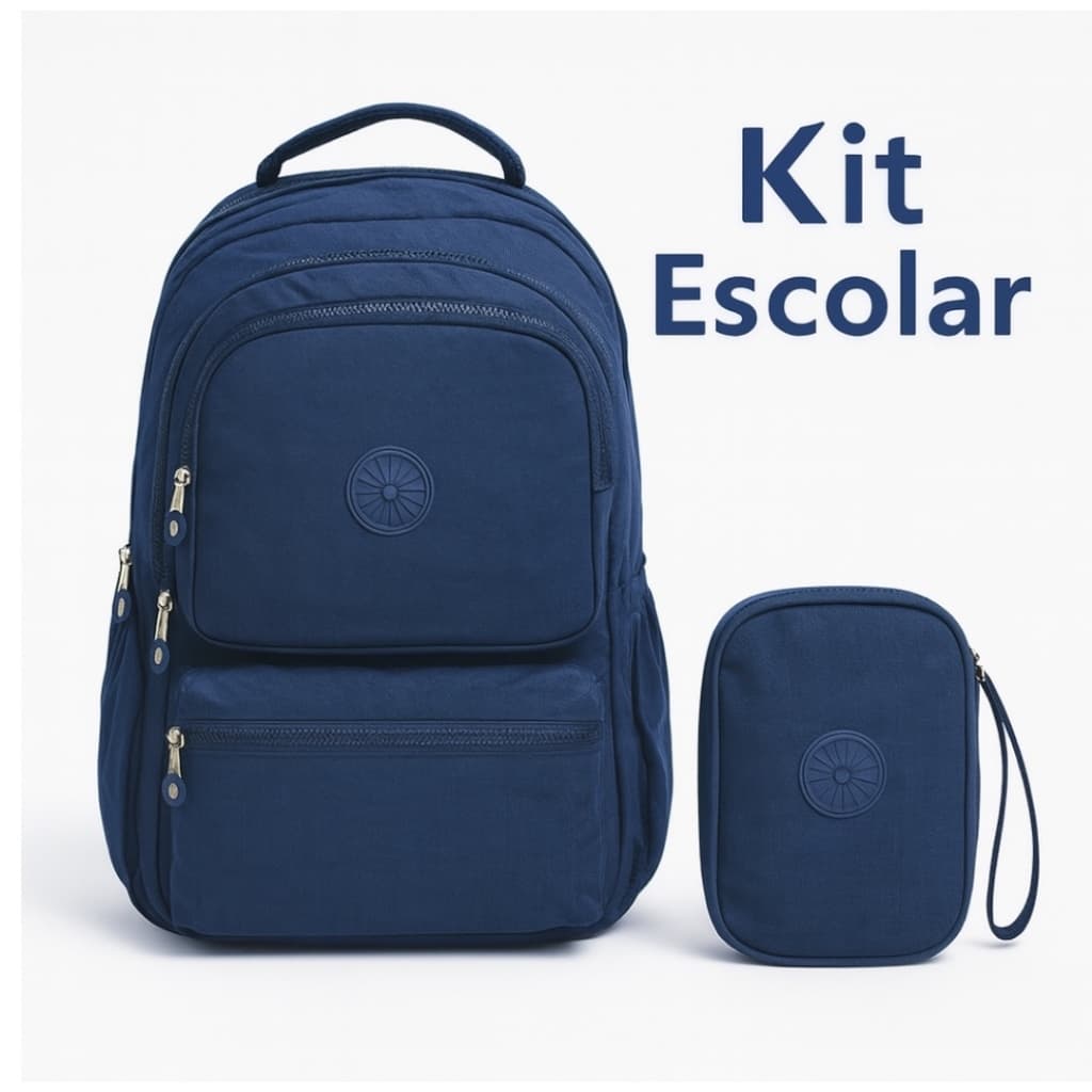 Kit Mochila  Escolar + Estojo Box Feminino Masculino Volta as Aulas