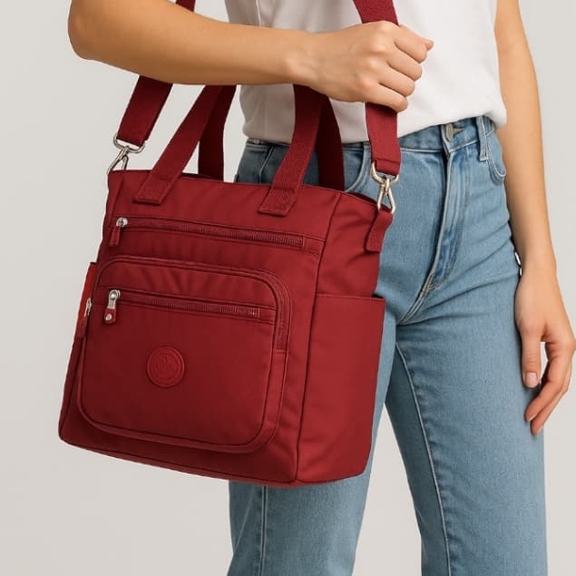 Bolsa Feminina Transversal Grande de Ombro Feminina Quadrada em Nylon uso Escolar Faculdade Cdg 7010
