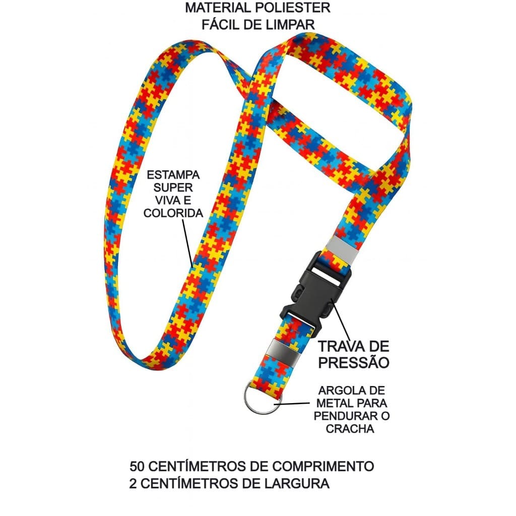Kit Cordão autismo 20 peças para crachá autismo espectro autista cordinha pedurar crachá autismo