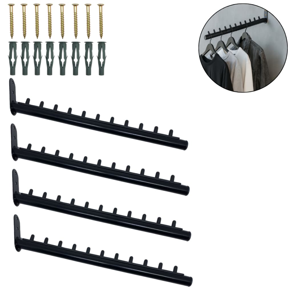 Quatro 4 Araras Rt Inclinadas Para Loja 40cm Cabideiro Fixo De Parede para 10 cabides