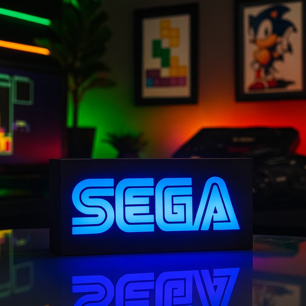 Luminária Gamer Exclusiva Sega Com Led Para Presente Geek e Setup Gamer