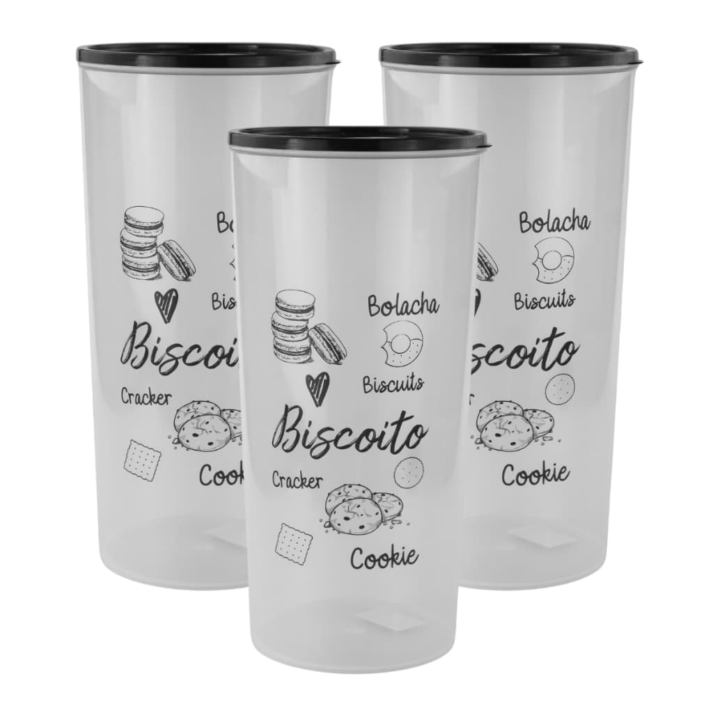 Potes para Biscoitos Transparente 2,5L Porta Bolacha Cookie Organizador