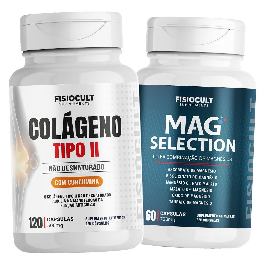 Kit Colageno Tipo 2 + Mag 6 Magnésios Combo Completo Função Articular Suporte Mineral