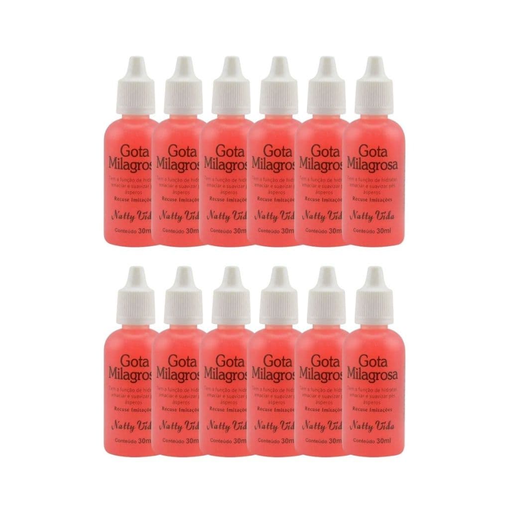 Kit 12 Gota Milagrosa Natty Vida 30ml Hidrata Combate Rachaduras Cuidado Intenso Pés Mãos Macio