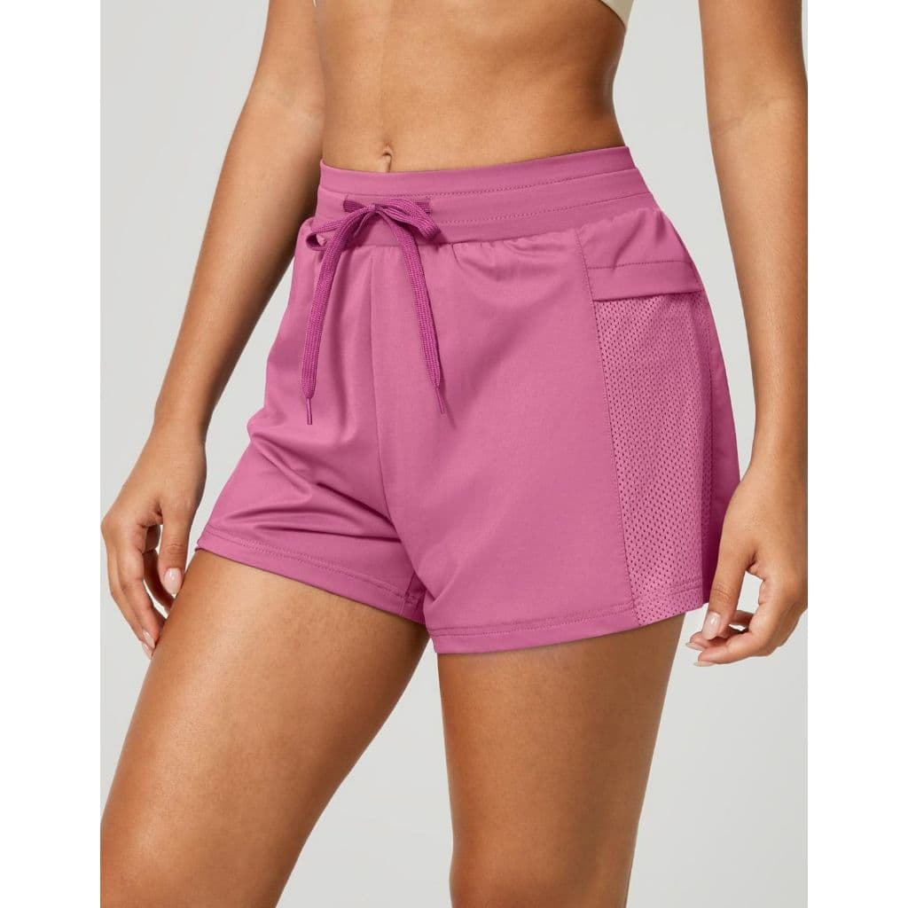 Short Duplo Com Bolso Lateral Corrida Cintura Alta Com Cordão Academia