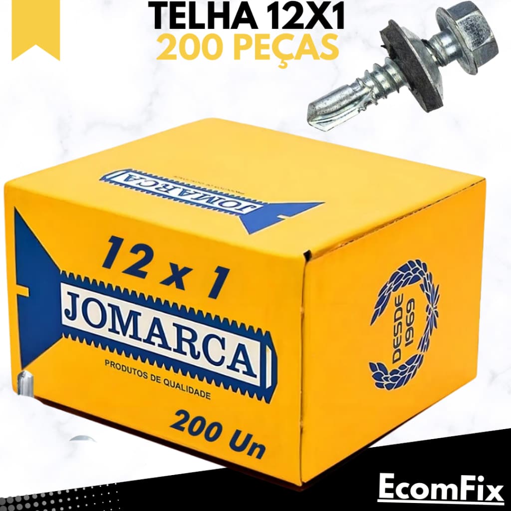Parafuso Para Telha Auto Brocante Sextavado 5,5x25mm (12x1) 200 Peças - JOMARCA