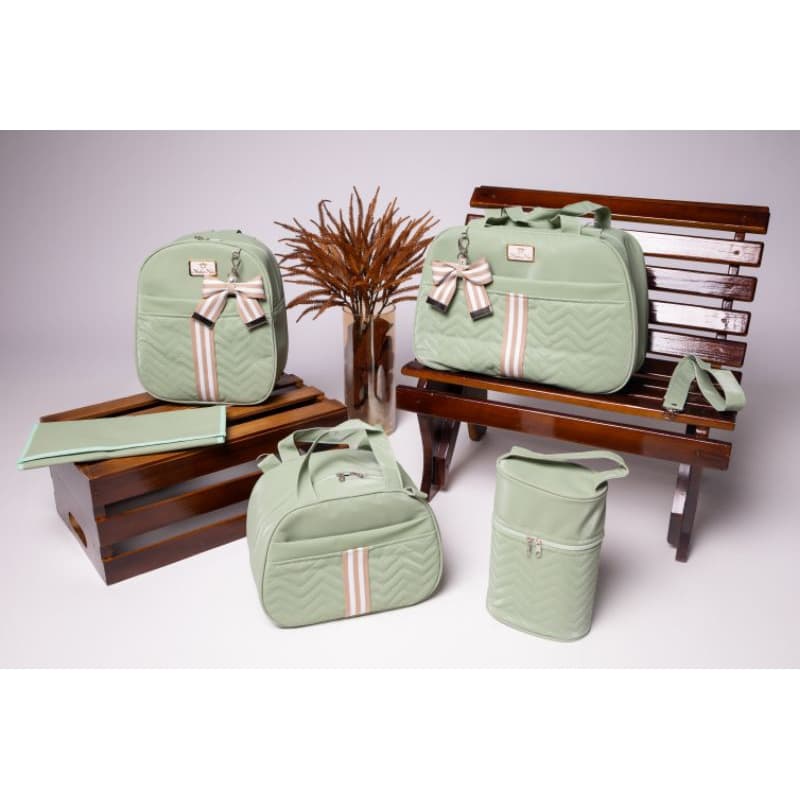 Kit Bolsa Mala Maternidade Masculino 5 Peças Luxo Safari