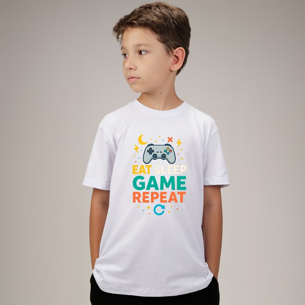Camiseta Infantil – Tema Gamer Vídeo Game – Estampa Gamer Super Divertida Controle vídeo game