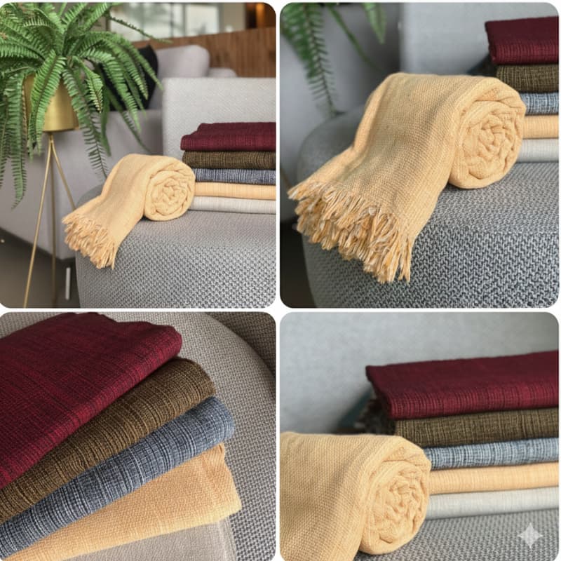 Manta Decorativa 1,70x2,10m para Sofá e Cama – Macia, Antialérgica, Várias Cores, Estilo Moderno