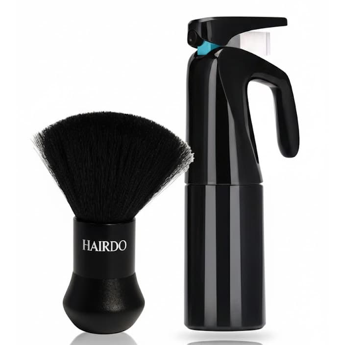 Kit Borrifador automático névoa e espanador bolinha profissional cabelereiro barbeiro