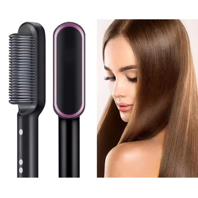 Escova Alisadora De Cabelo Elétrica Bivolt, Alisa, Hidrata, Modela, Alinha e Anti Frizz