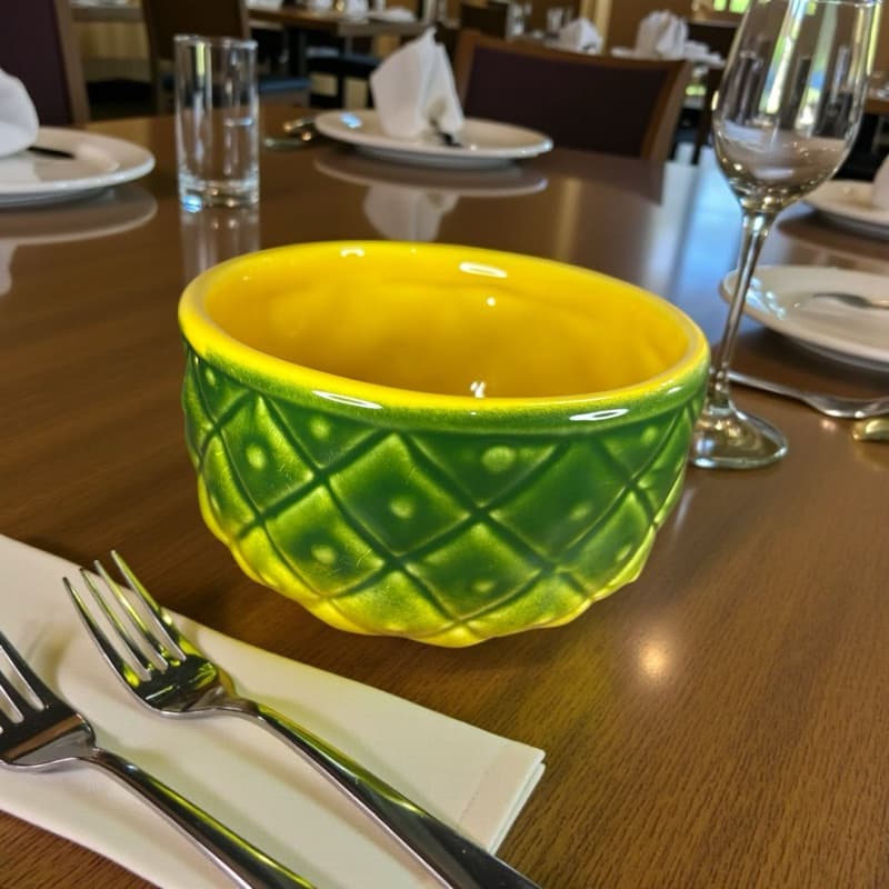 Tigela Bowl Cumbuca em Cerâmica Formato De Abacaxi Feito à Mão
