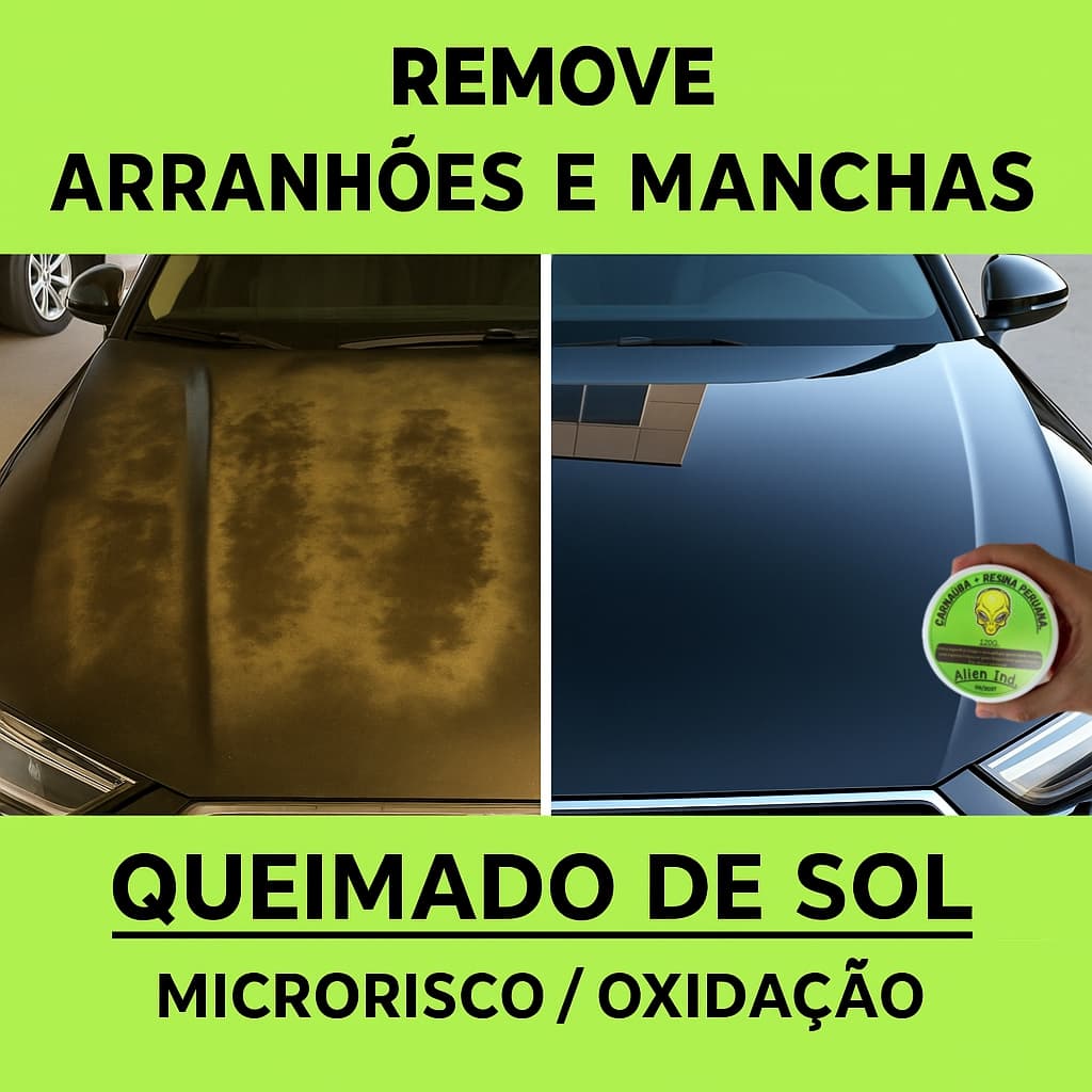 Cera Alien Automotiva Queimado Riscos Auto Brilho Carnaúba Alien Cera