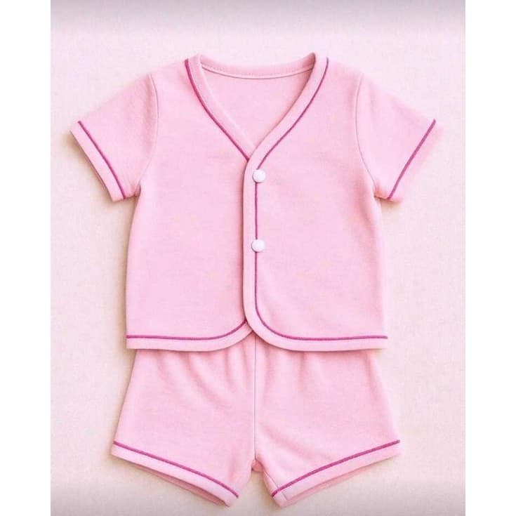 Pijama de bebe verão menina com botão fofo verão 100% algodão confortavel