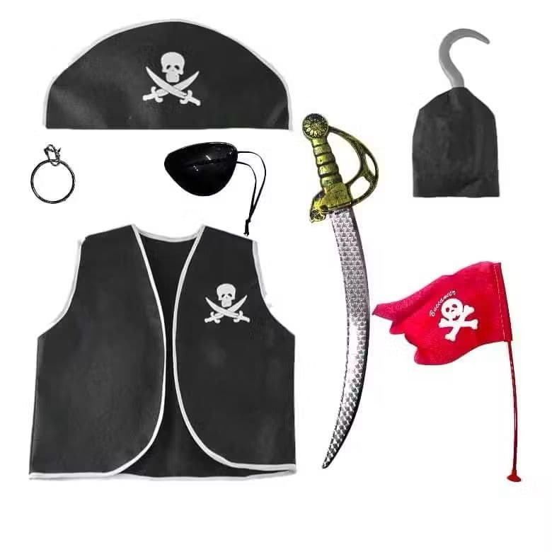 Kit Pirata Infantil 7 Peças - Carnaval - Fantasia - Halloween
