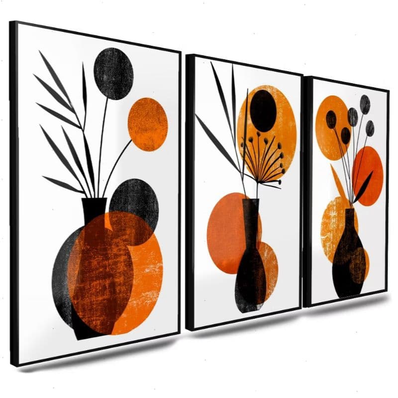 Kit 3 Quadros Decorativos Luxo Moderno Preto e Dourado Abstrato - 40x60cm | h.e.p.decore