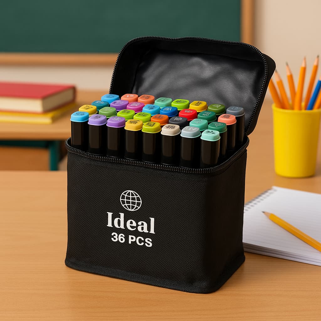 Estojo com 36 Canetas de Colorir Hidrográficas Ideal Para Uso Escolar Doméstico Artístico