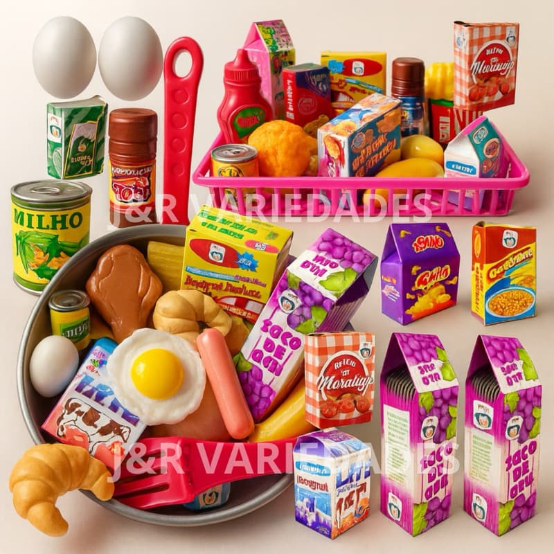 Brinquedos Menina Menino Kit 31 Pc Comidinha Cozinha Infantil Mercadinho Frutas Panelinha Comidas