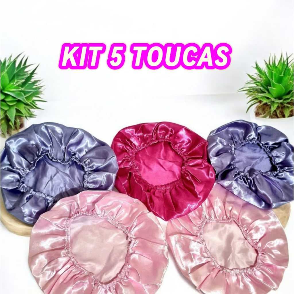 Kits  3 e 5  Touca de Cetim Anti Frizz