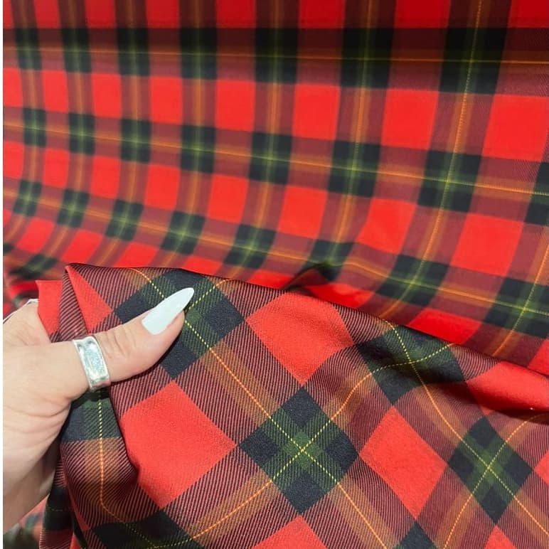 CREPINHO - XADREZ 11 - NATALINOS PARA CONFECÇÃO DE VESTIDOS, SAIAS, BLUSAS, ETC.