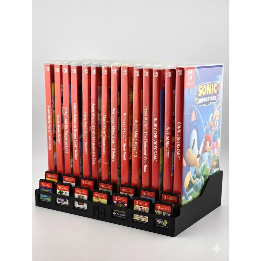 Organizador de Jogos Compatível com Nintendo Switch 1 e 2 – Suporte para Caixas e Cartuchos em Vários Tamanhos