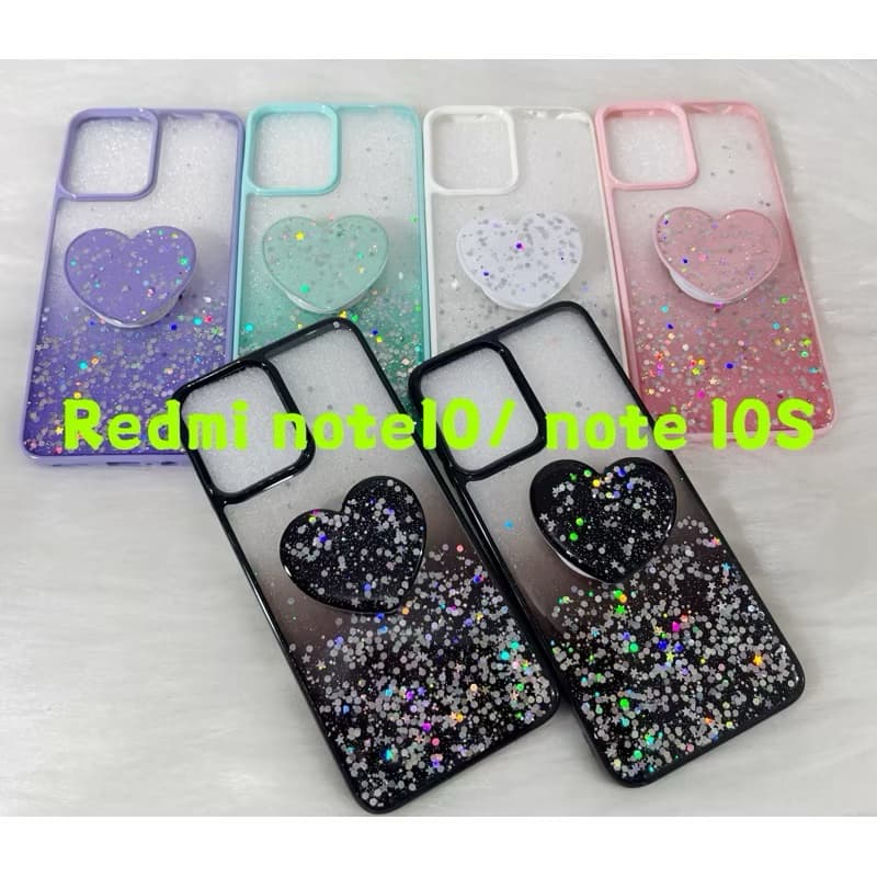 Capinha com glitter e Pop Socket para xiaomi redmi   note 10 /note 10S