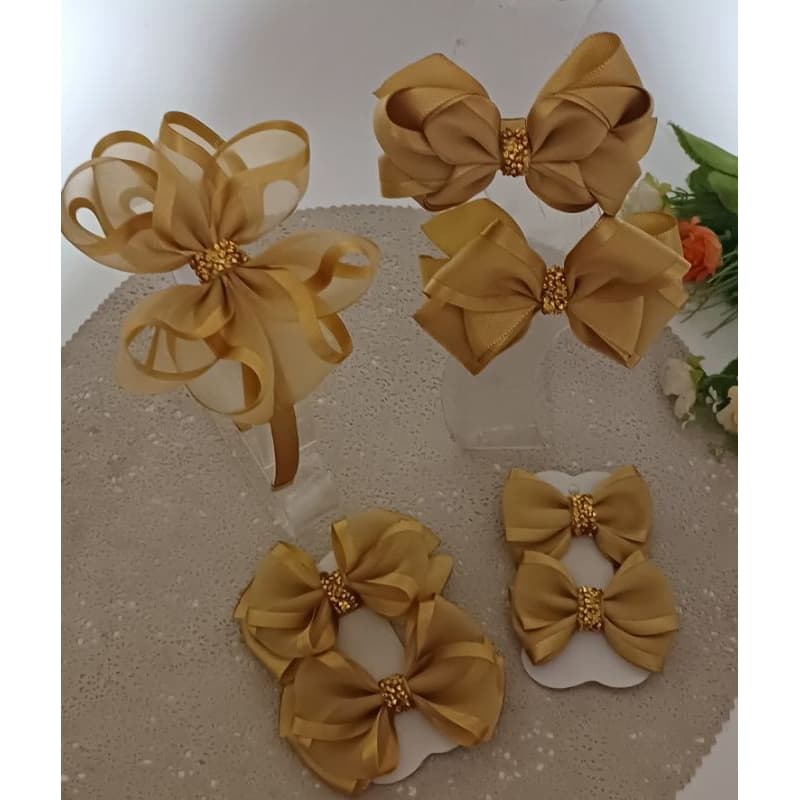 laço dourado organza luxo coleção festas