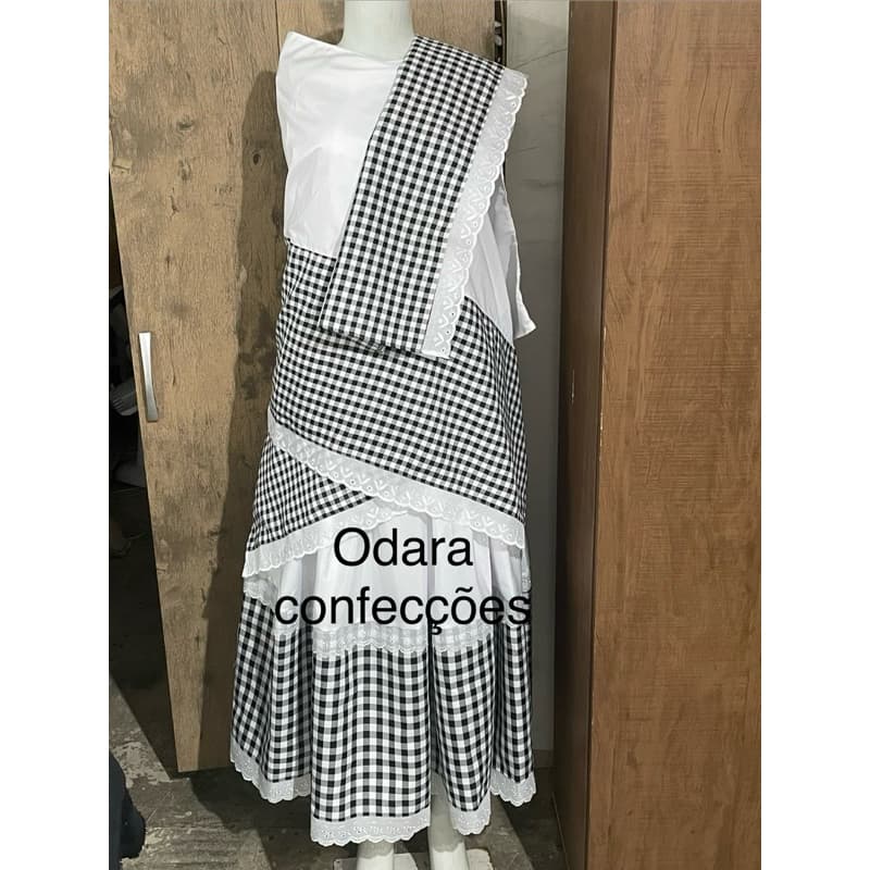 roupa de umbanda baiana preta velha com três peças