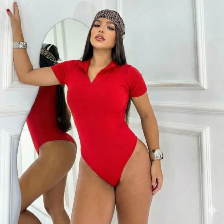 Body Gola Polo Feminino Anarruga Confortável Look Casual Elegante Para Uso no Dia a Dia