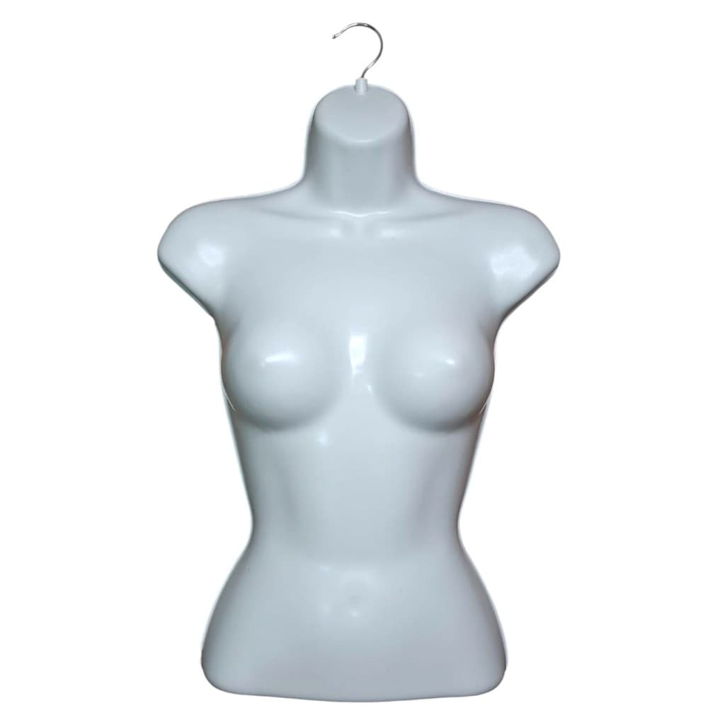 Manequim Busto Silhueta Cabide de Metal Expositor Feminino Branco
