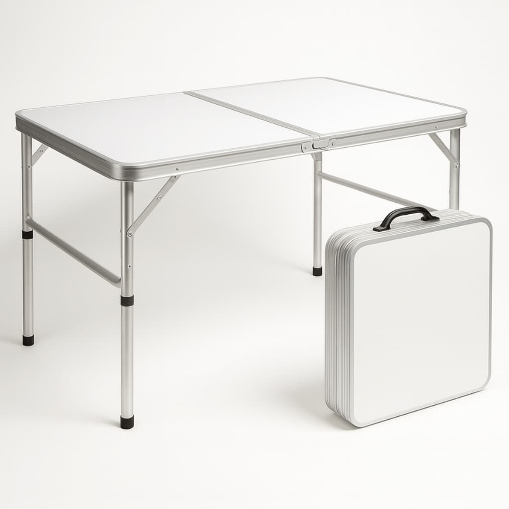 Mesa Dobrável Alumínio 90x60 ou 60x45 Camping Vira Maleta Portátil