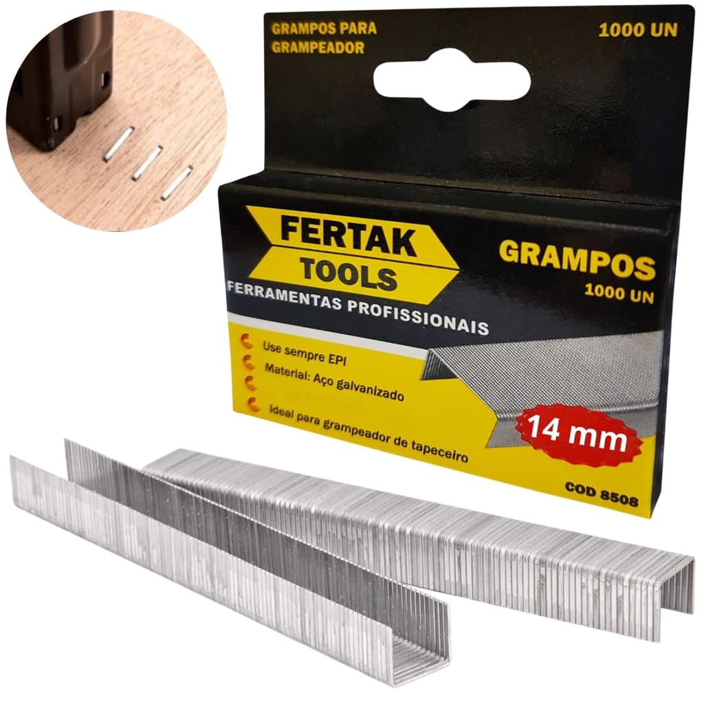 Grampos 14mm para Grampeador Profissional – Madeira e Tapeçaria – Fertal Tools