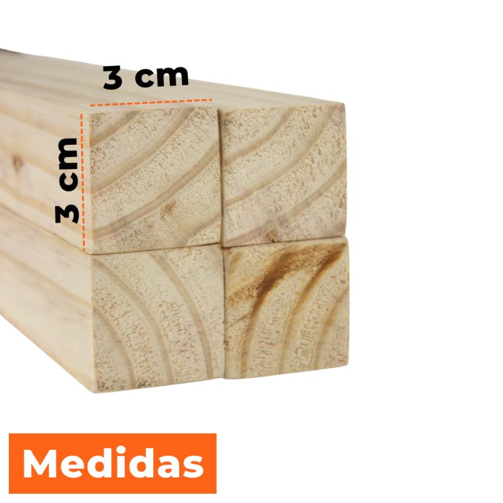 Régua Pinus Sarrafo 3x3cm Pontalete Caibro Madeira Natural Beneficiado Aparelhado Quadros Artesanato