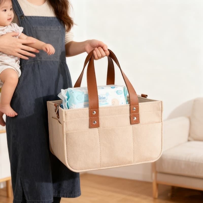 Cesta Organizadora De Feltro Para Bebês Frete Grátis, Bolsa De Fraldas Com Alça, Tapete Troca De Crianças