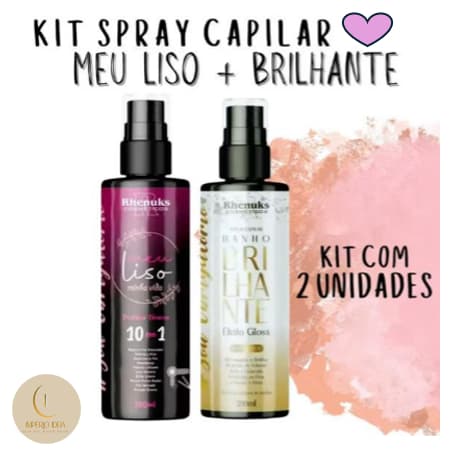 Kit Spray Capilar Rhenuks 200ml | Meu Liso 10 em 1 + Banho Brilhante Gloss | Variações Individuais