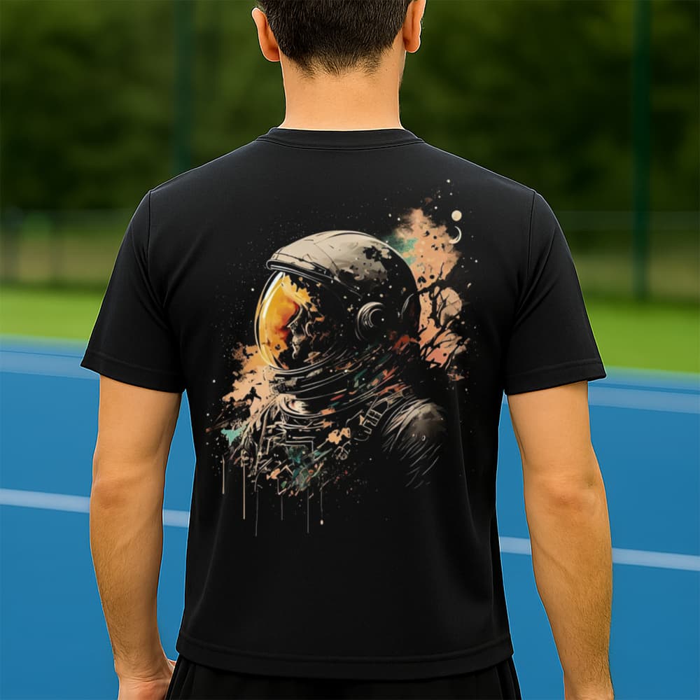 Camiseta Dry Fit Masculina Estampada Astronauta de Tinta P ao GG Leve Respirável Academia Treino