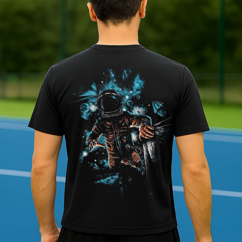 Camiseta Dry Fit Masculina Estampada Astronauta Caindo P ao GG Leve Respirável Academia Treino