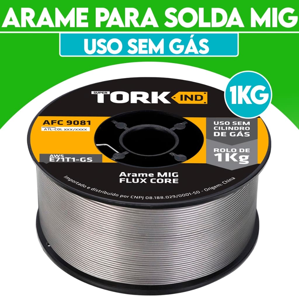 Arame Para Solda Mig Inox Uso Com Gás 1.0 e 0.8 mm Rolo De 1kg Tork