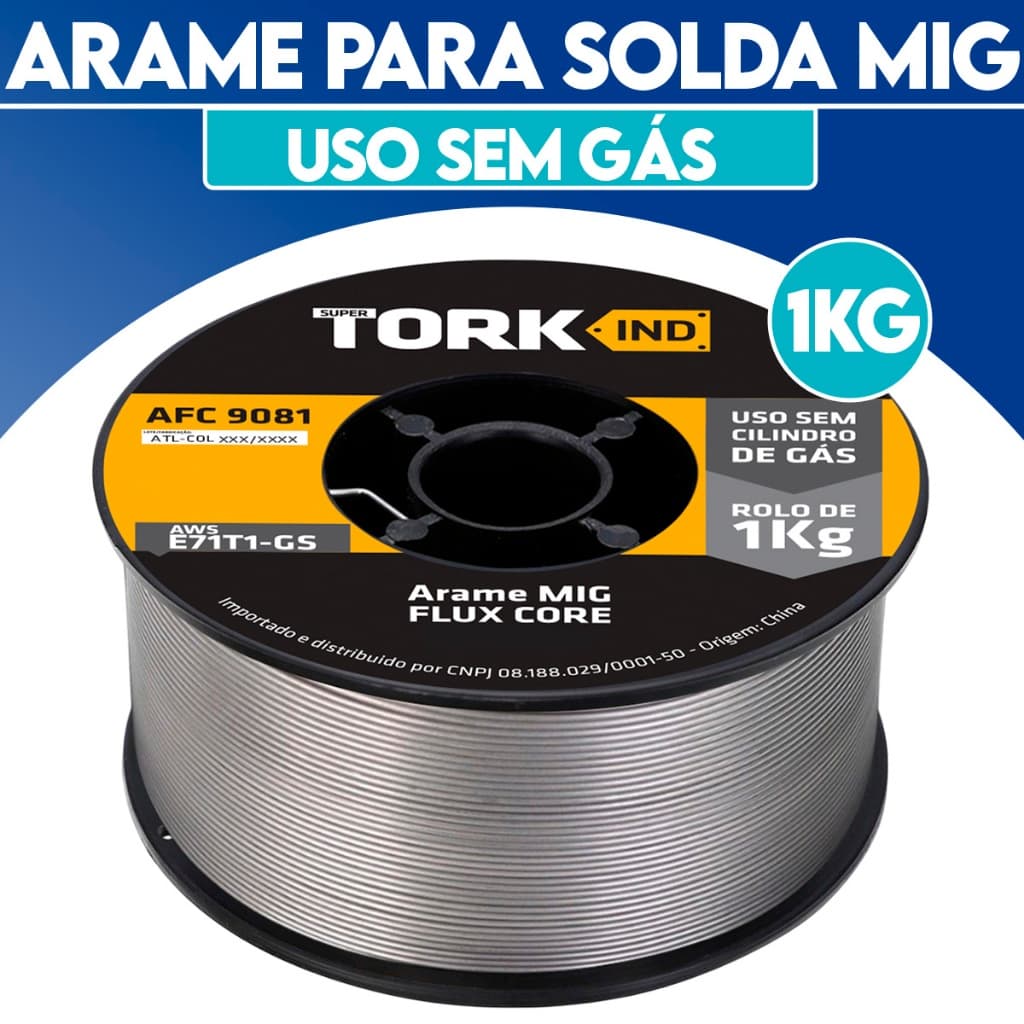 Arame Para Solda Mig Inox Uso Com Gás 1.0 e 0.8 mm Rolo De 1kg Tork