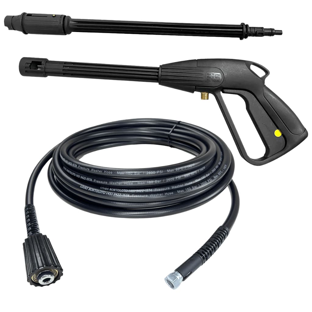 Kit Pistola + Lança + Mangueira Trama De Nylon Compatível c/ Lavadora Karcher K5 K3.98 e Jacto Clean