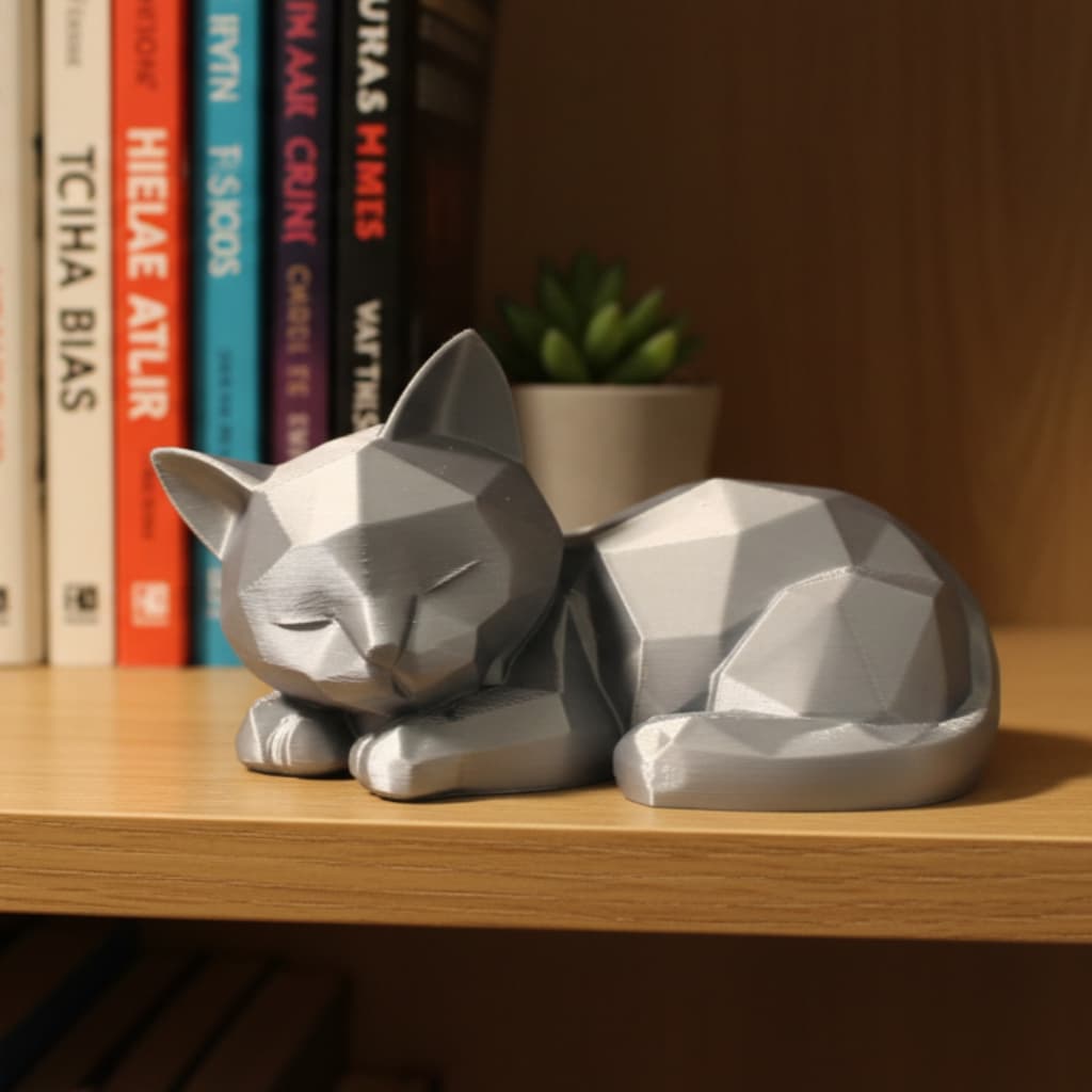 Decoração Gato Geométrico Minimalista Casa Escritório Sala Quarto