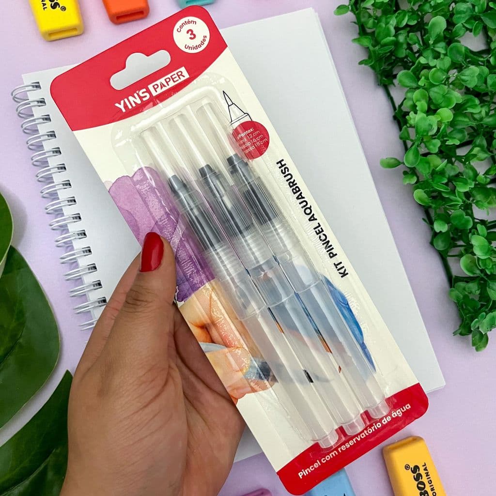 Pincel Aqua Brush com Reservatório 3 Pontas - Yins