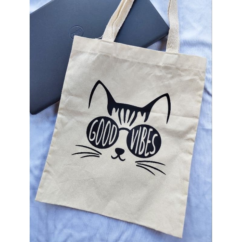 EcoBag personalizada gatinho good vibes- 30x35