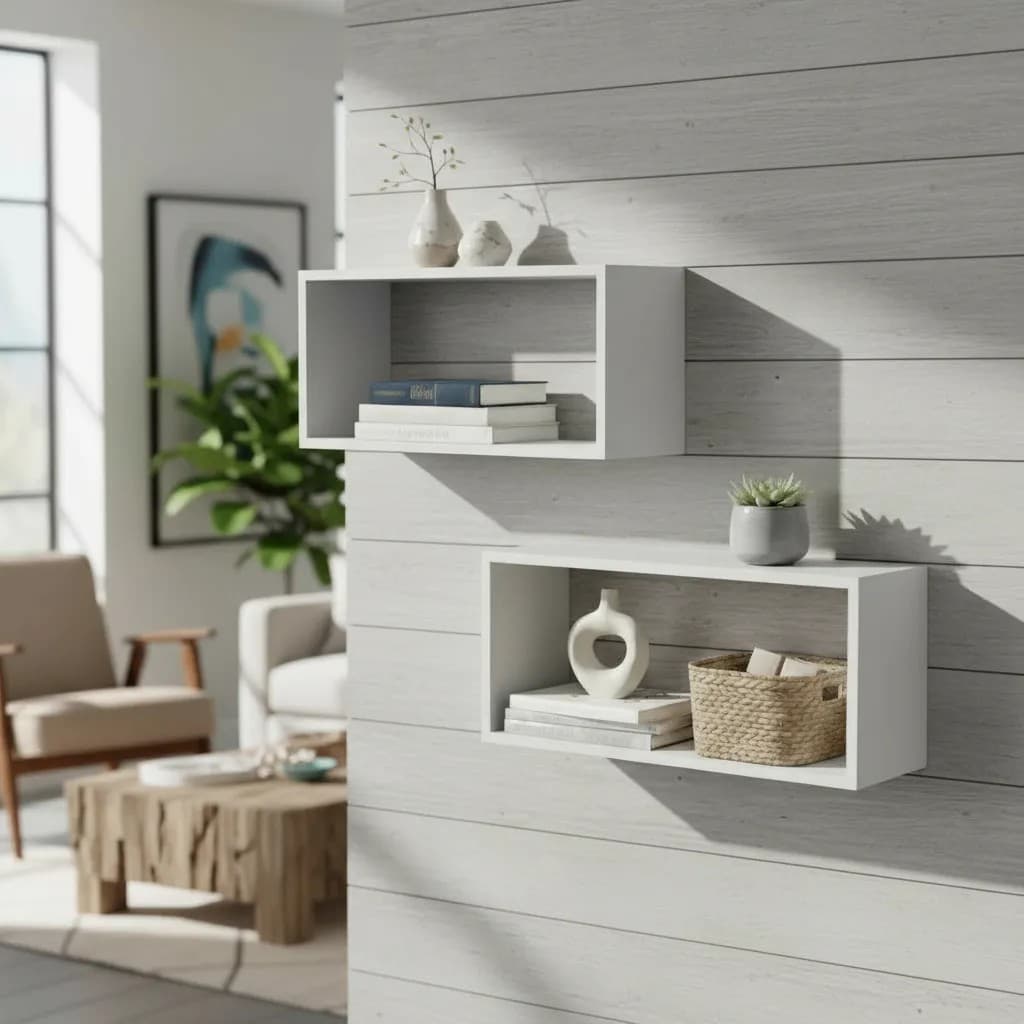 Kit 02 Nichos MDF Branco 50X25cm com 15cm de Profundidade Quarto Livros Fotos Organizador Escritório