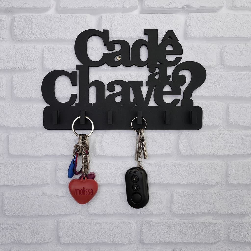 Porta Chaves Para Parede Cade a Chave? Vazado 6 Ganchos MDF Para Decoração